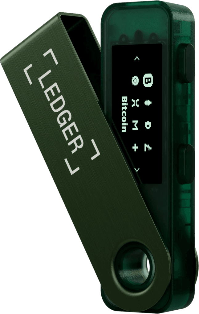 Portfel sprzętowy Ledger Nano S Plus w zielonej obudowie